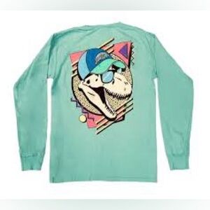 🦌 Turquoise Long Sleeve Stay Jawsome Tee w/ a fantastically fun T-Rex Graphic